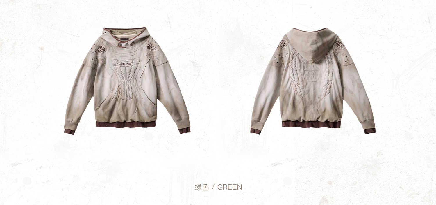 PERSONSOUL Terracotta Armor Distressed Shield Hoodie