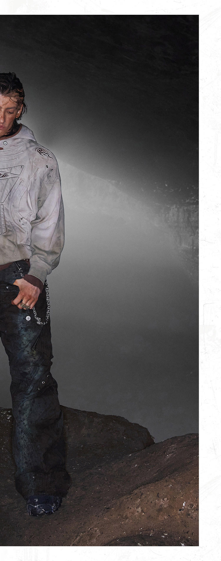 PERSONSOUL Terracotta Armor Distressed Shield Hoodie
