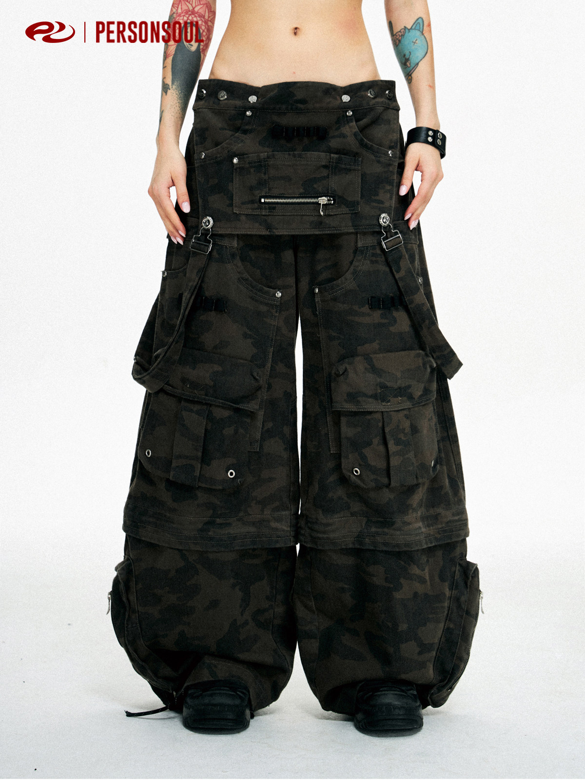 Personsoul* Three-In-One Detachable Denim Suspender Skirt Denim Skirt