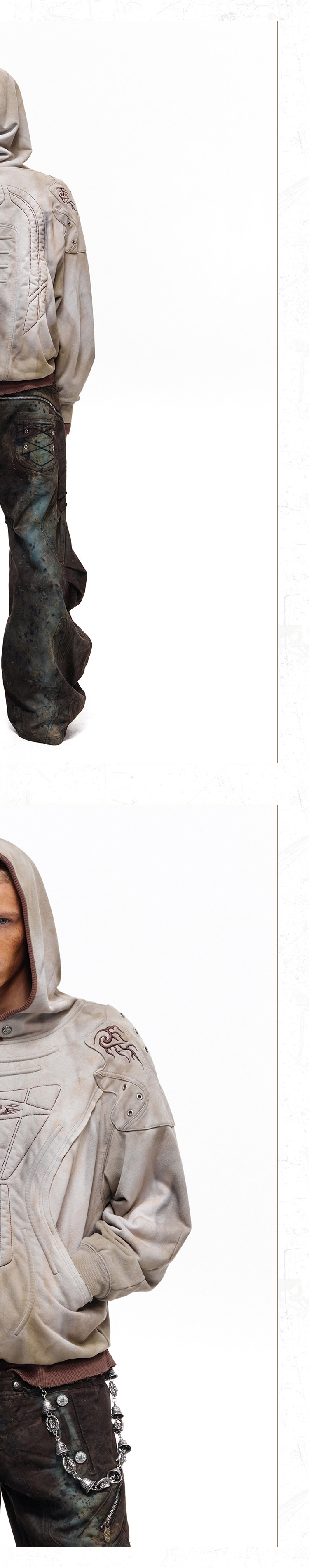 PERSONSOUL Terracotta Armor Distressed Shield Hoodie