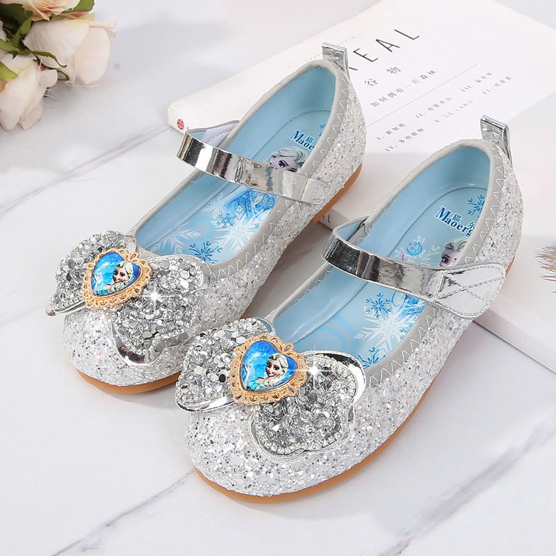 Dark Grey & Silver2020 spring new pattern girl Princess shoes children Frozen Aisha shoes girl soft sole fashion Crystal shoes