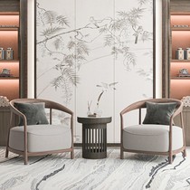 New Chinese casual sofa chair Zen combination solid wood modern simple hotel tea house sample version room reception single chair