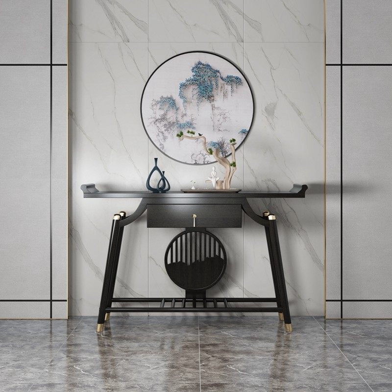 New Chinese-style solid wood Zen porch table decoration foyer porch table long strip case modern minimalist villa view table for table