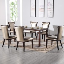New Chinese solid wood dining table and chair combination rectangular dining table simple modern one table six chairs dining table Zen custom