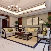 New Chinese-style solid wood sofa combination living room model house Villa Homestay whole house  Modern art simple furniture