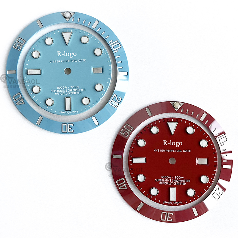 Watch Accessories: Modified Sub Submariner Style, Platinum Scale Lettering Ceramic Bezel/Sub Style Dial
