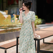 THEORY POWER series silk series 6A quality luxury double-layer art print commuting floral dress