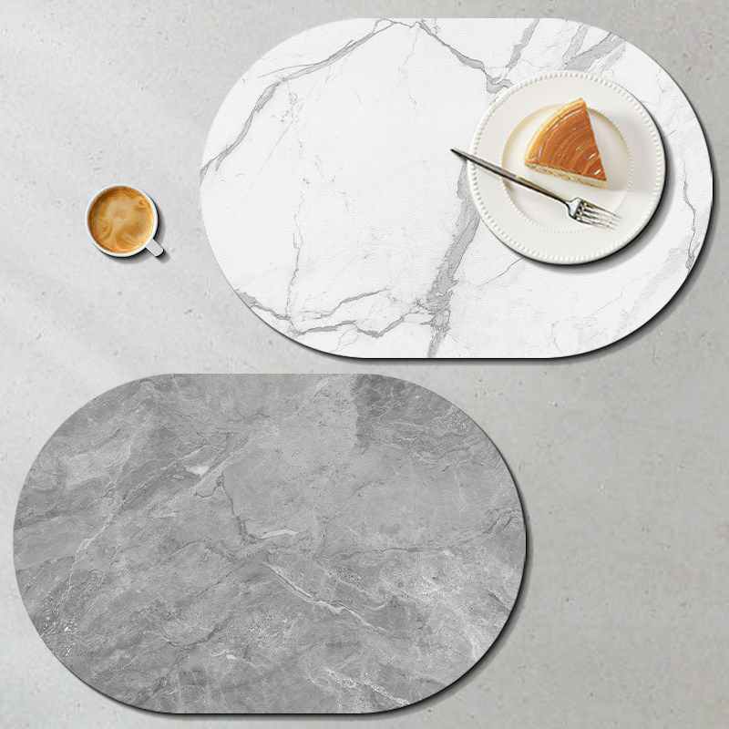 Imitation marble oval leather western food mat waterproof and oil-proof heat insulation household bowl mat pvc table mat placemat tablecloth
