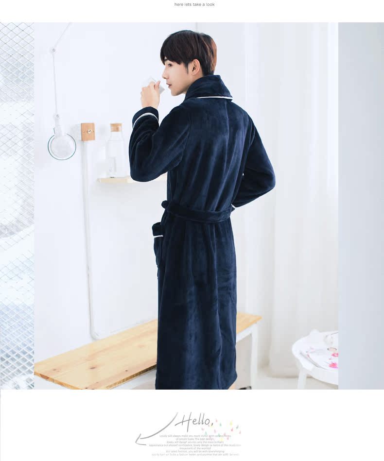 Đàn ông trưởng thành và phụ nữ dài dày san hô lông cừu áo choàng mùa thu và mùa đông nam flannel áo choàng tắm dịch vụ nhà đồ ngủ áo choàng nhung 