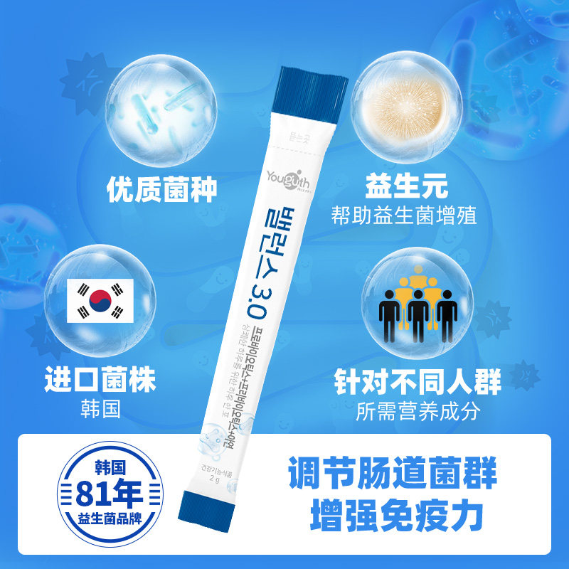 临期 钟根堂 Youguth 优固适 益生菌粉 2g*30条 ￥14.9包邮包税 儿童、女性、老年可选