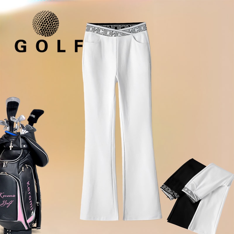 Korean Golf Women's Pants, Spring and Autumn High-Waisted Slimming Flared Pants, Golf Women's Sports Plus-Size Quick-Drying Pants