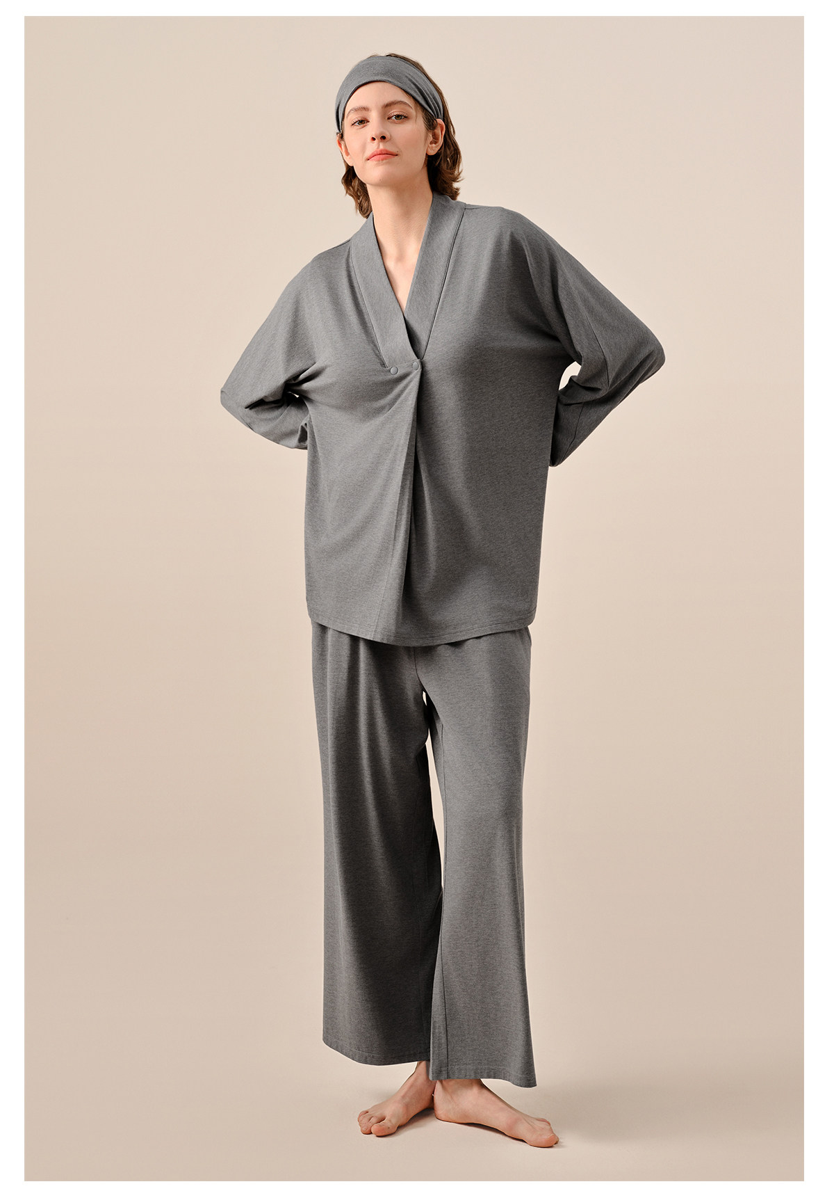 sohiwoo曦物月子服孕产妇秋款哺乳睡衣外穿天竹棉吸汗家居服套装 — 63