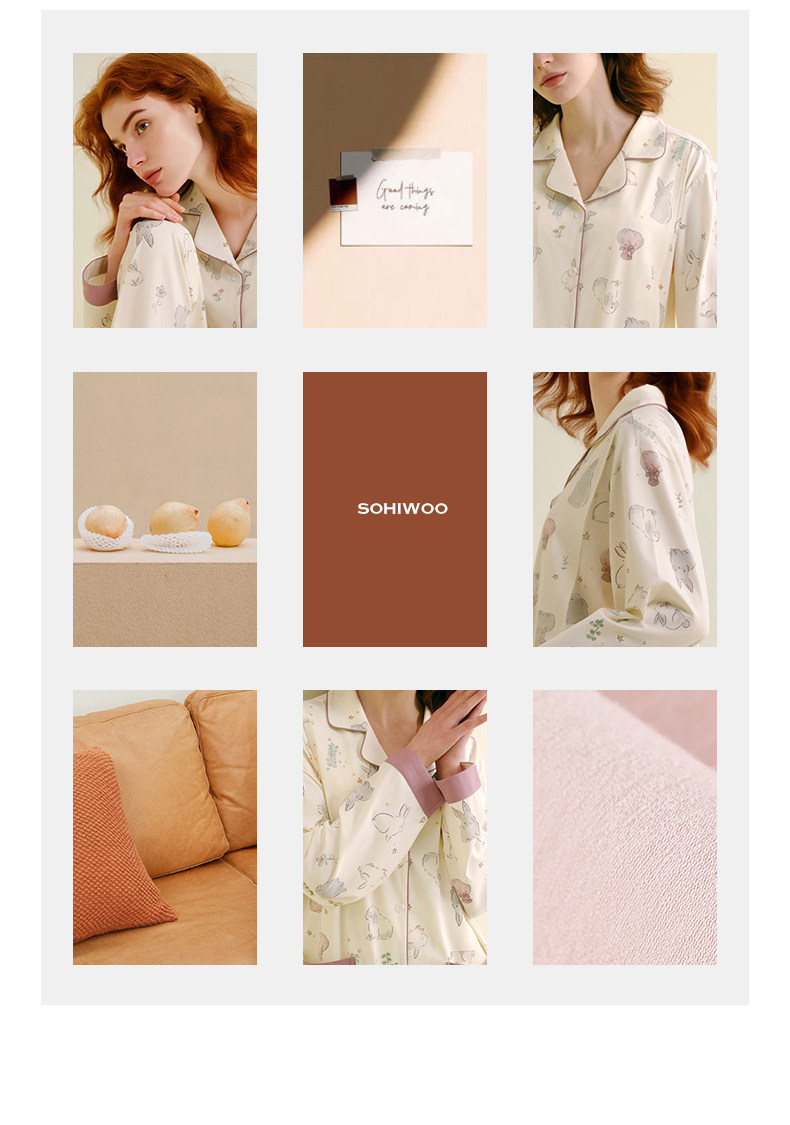 sohiwoo曦物月子服秋冬季纯棉吸汗睡衣孕妇产后哺乳家居服11月份 — 6