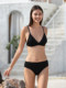 Black Wire-Free Small Bust Push-Up High-End Bikini Swimsuit, Feminine Three-Point Split Triangle Hot Spring Swimwear
