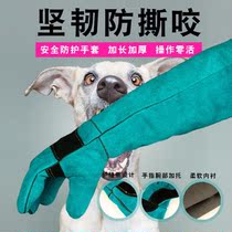 Catch cobra anti-bite gloves for dog training special tear-resistant extended leather sleeve pet cat and dog bath artifact
