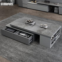 Minimalist modern tea table TV cabinet Composition small family type living room suit telescopic ground cabinet rock plate multifunction cabinet furniture