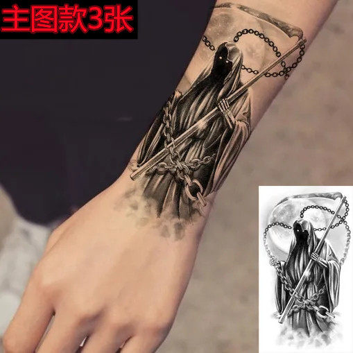 Angel beauty moon death tattoo stickers men and women waterproof and durable calf totem tattoo stickers simulation cover scars