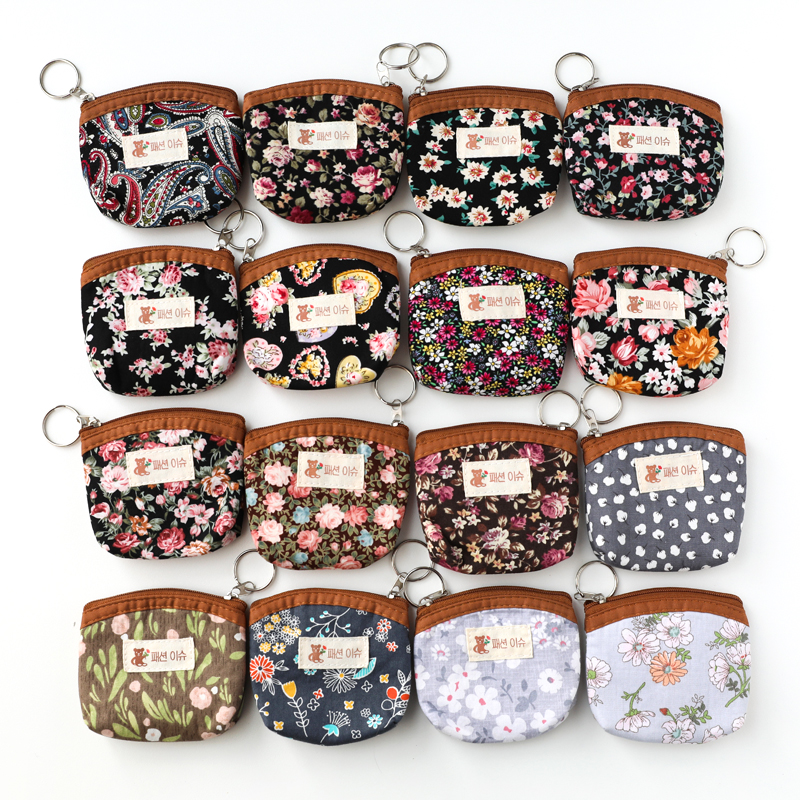 Send Mom Grandma Little Number Cotton Fabric Zero Wallet Woman Retro Bracelet Middle Aged Broken Flowers Pocket Mini Coin Bag