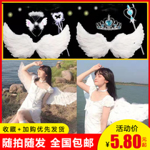 Angel feather wings adult children white black demon feather wings bride flower children perform props