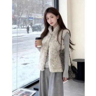 Super Cute Plush Vest for Women, Suitable for Autumn and Winter, Trendy Sleeveless Short Vest, Layered Outerwear