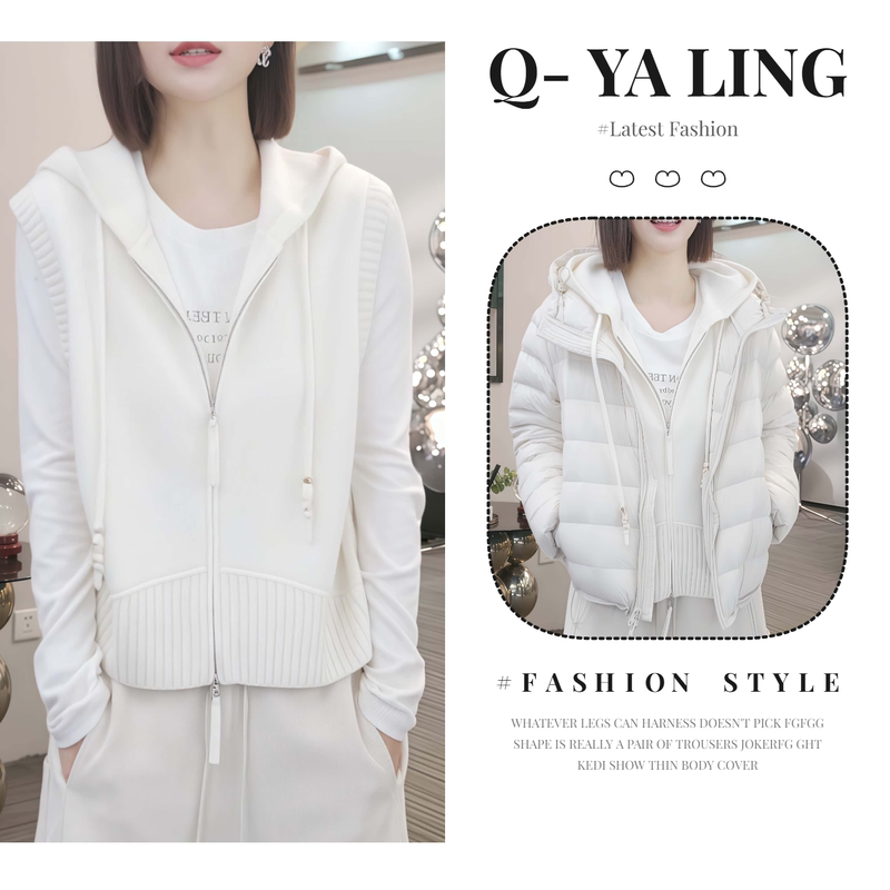 Simple and Casual White Hooded Vest Knitted Cardigan for Women 2026 Autumn Sleeveless Vest Loose Casual Jacket Simple and Casual White Hooded Vest Knitted Cardigan for Women 2026 Autumn Sleeveless Vest Loose Casual Jacket