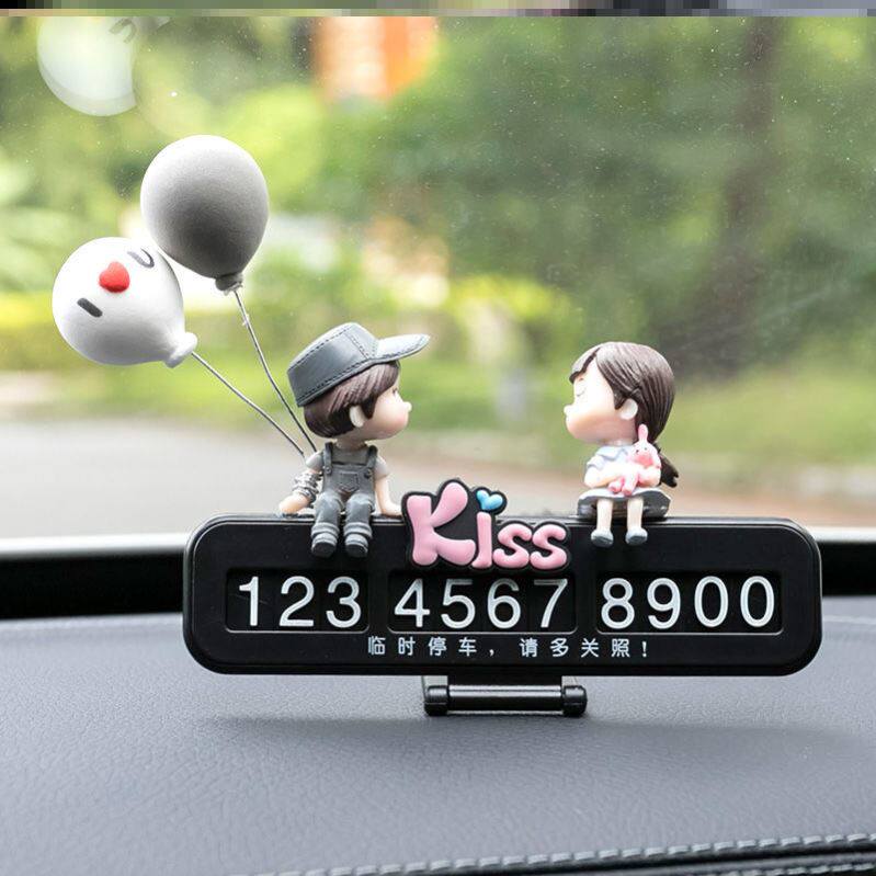 Temporary parking number plate moving car Phone with dolly front desk swing piece net red and creative car decorative supplies big all