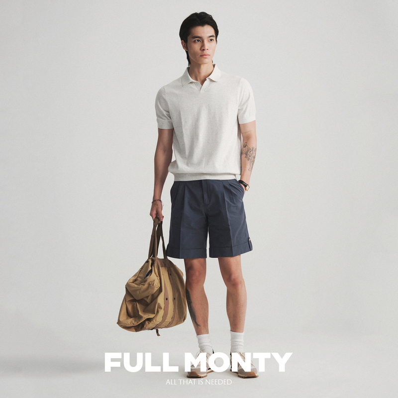 [New Style] Lapel Knitted Polo Shirt Men's Casual Short-Sleeved Pure Cotton V Neck T-Shirt Light Floral Gray Spring and Summer