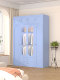 French-Style Cream-Colored Steel Wardrobe with Double Doors for Home Use in the Bedroom, Metal Wardrobe with Large Capacity for Storage, Simple Design