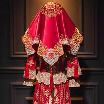 Red Hijab Bridal Wedding Veil Retro Red Embroidered Satin Tassel Embroidery HiPa Bridal Red Hijab New Style