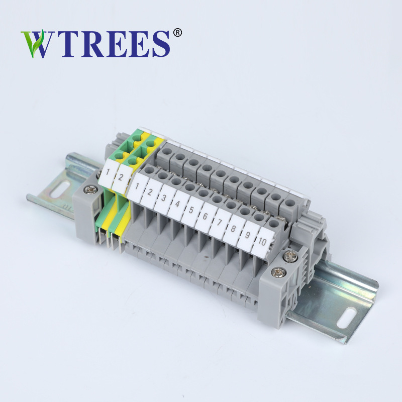 Rail type UK 2 5B3N5N6N10N terminal block yellow-green grounding terminal fixing piece number strip