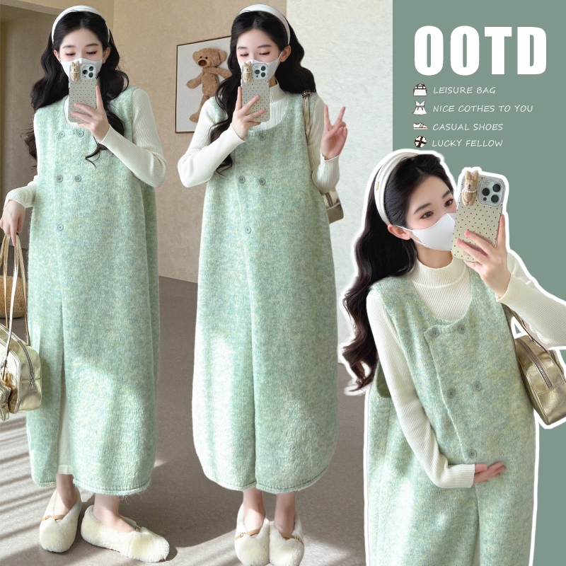 Maternity Wear Autumn and Winter Dress High-End 2026 New Style Vest Knitted Sweater Vest Dress Set Pregnant Mother Outfit Maternity Wear Autumn and Winter Dress High-End 2026 New Style Vest Knitted Sweater Vest Dress Set Pregnant Mother Outfit
