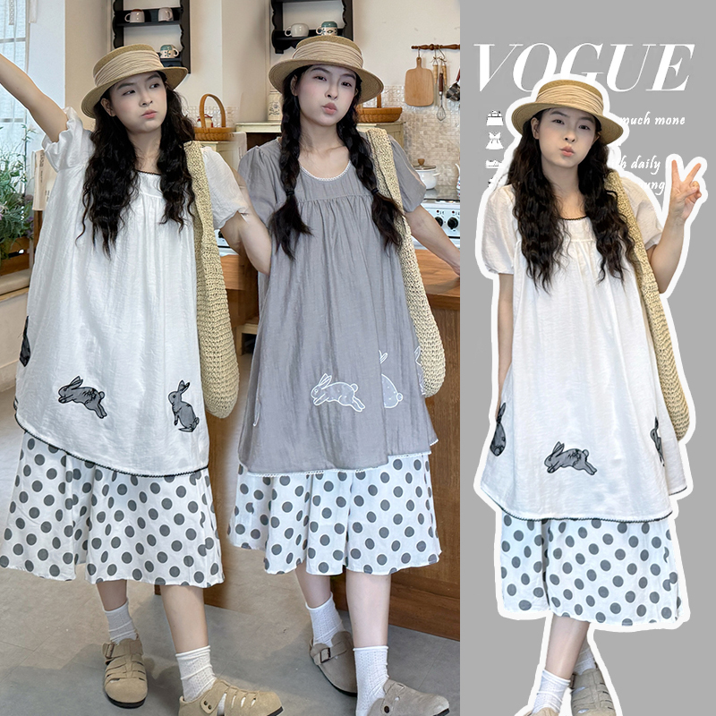 Maternity Summer Outfit Set 2026 New Style Pregnancy Wear French Embroidered Top and Polka Dot Skirt Two-Piece Set Maternity Summer Outfit Set 2026 New Style Pregnancy Wear French Embroidered Top and Polka Dot Skirt Two-Piece Set