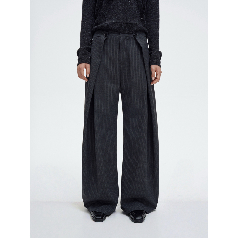 Commeuntissu Classic Striped Silhouette Suit Casual Pants