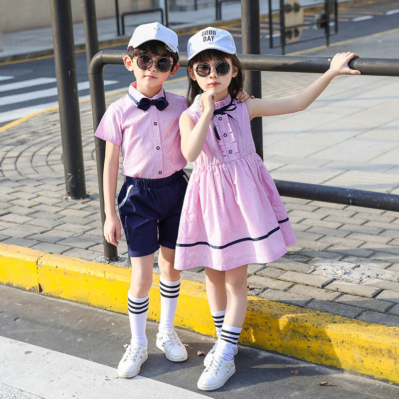 Kindergarten Garden Suit Summer Suit Short Sleeve Clothing Children Summer Clothes Class Academy Wind out to school uniforms for elementary school students