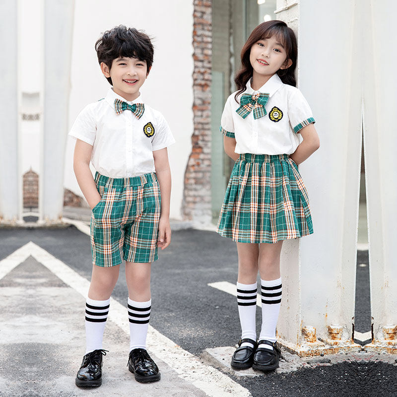 Kindergarten Garden Clothing Summer Clothing Suit elementary school uniforms Inlenfeng wind Summer Children's class Short Sleeve College Wind Clothing