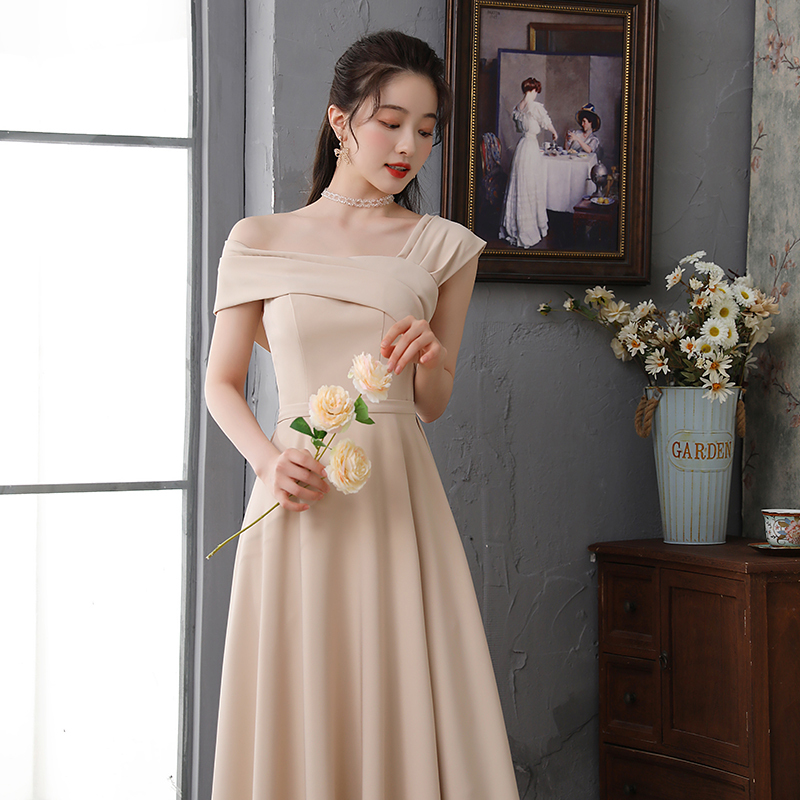 Champagne-Colored Bridesmaid Dresses Can Be Worn Casually in Summer, High-End Plus-Size Dresses for Women, Elegant New Style for Parties and Sister Groups