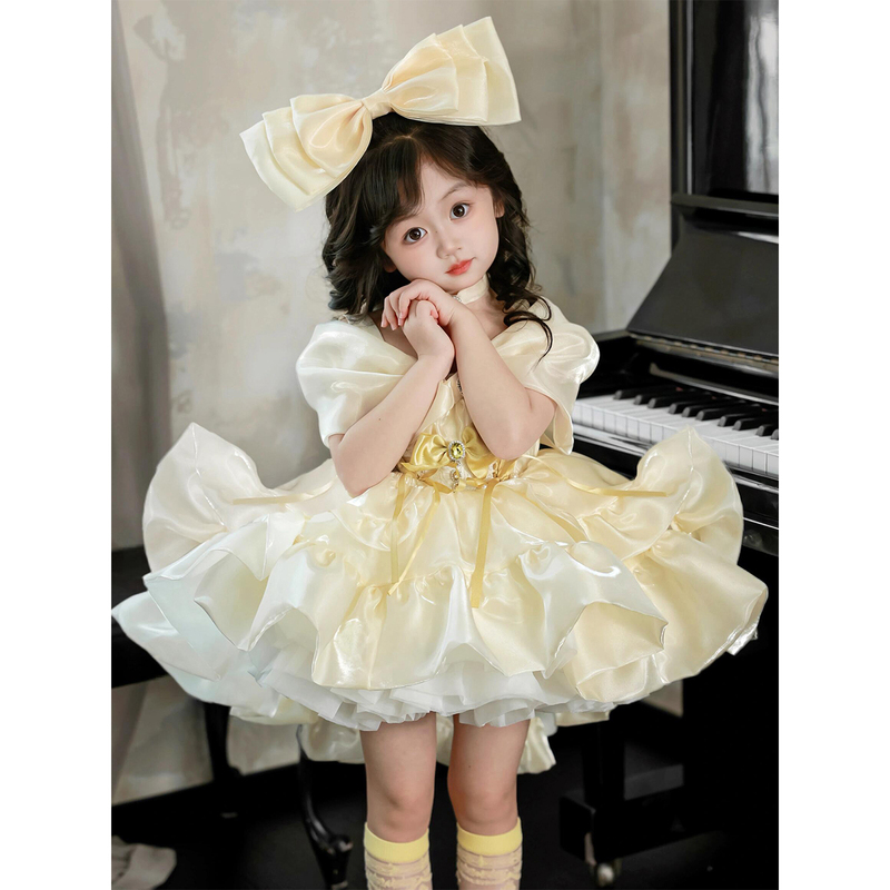 Children's High-End Dress, Light Luxury, Niche, Sweet, Trailing, Girl's Birthday Party Princess Dress, Flower Girl Wedding Lolita Dress