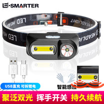 Headlight charging long range shot super bright long battery life 18650 lithium battery head-mounted lighting night fishing Special