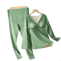 British maternity thermal underwear set German velvet winter thickened pregnancy and postpartum breastfeeding bra-free pajamas autumn clothes
