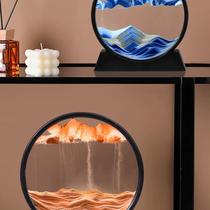 Dynamic quicksand painting creative 3D night light ornaments landscape painting hourglass living room office desktop decompression decoration