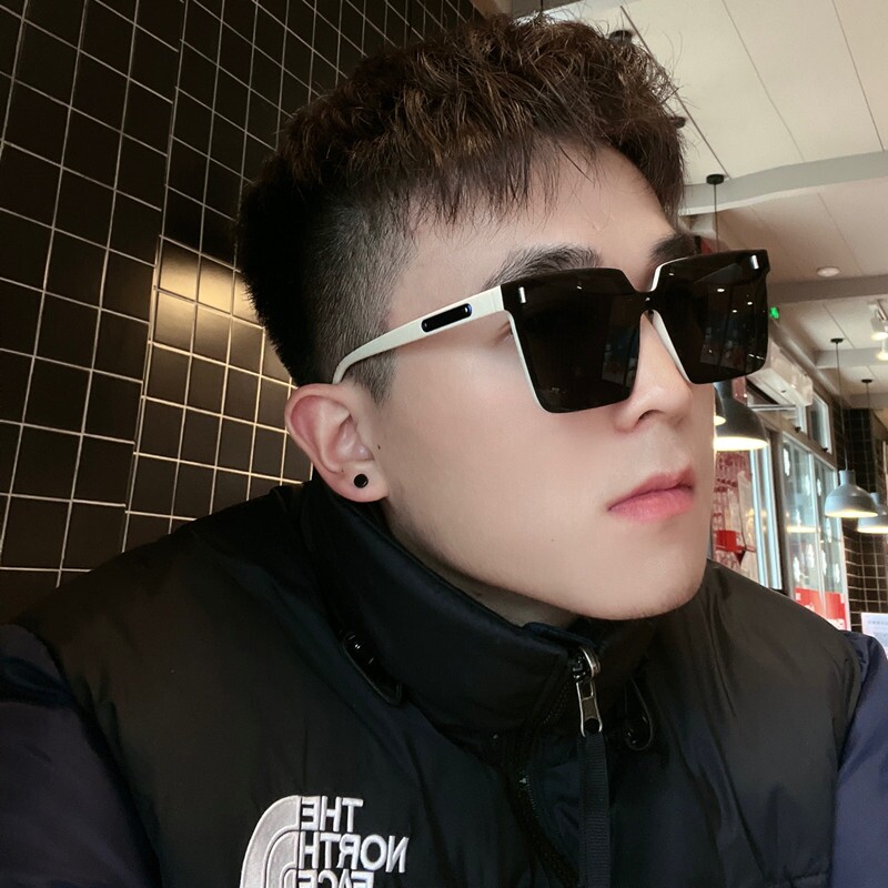 Square sunglasses male face large face boy net red high-level skull wave sunscreen eye men sunglasses driving