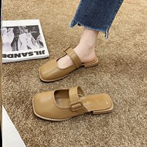 Soft Bottom Female Baotou Sandals Outside Wearing 2021 Summer New Fashion Semi-slipper Super Fire Skirt Dual-use 100 lap
