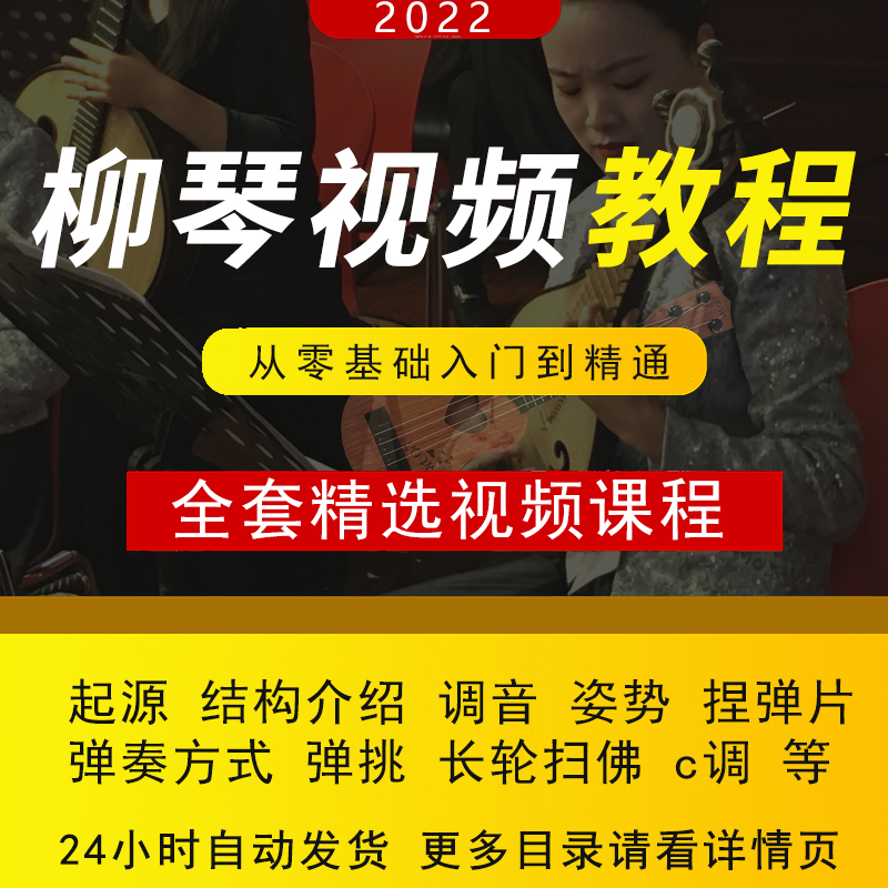 Lyuqin Tutorial Video Teaching Zero Foundation Self-Learning Introductory Bullet Finger Law Course Beginners Sweep the Chord Buddha Wheel Grand Full Episode-Taobao