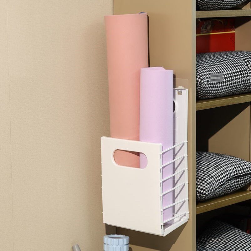 Yoga mat containing basket yoga mat easy to hang wall free of punch containing shelf hanging wall Home containing barrel folding set-Taobao