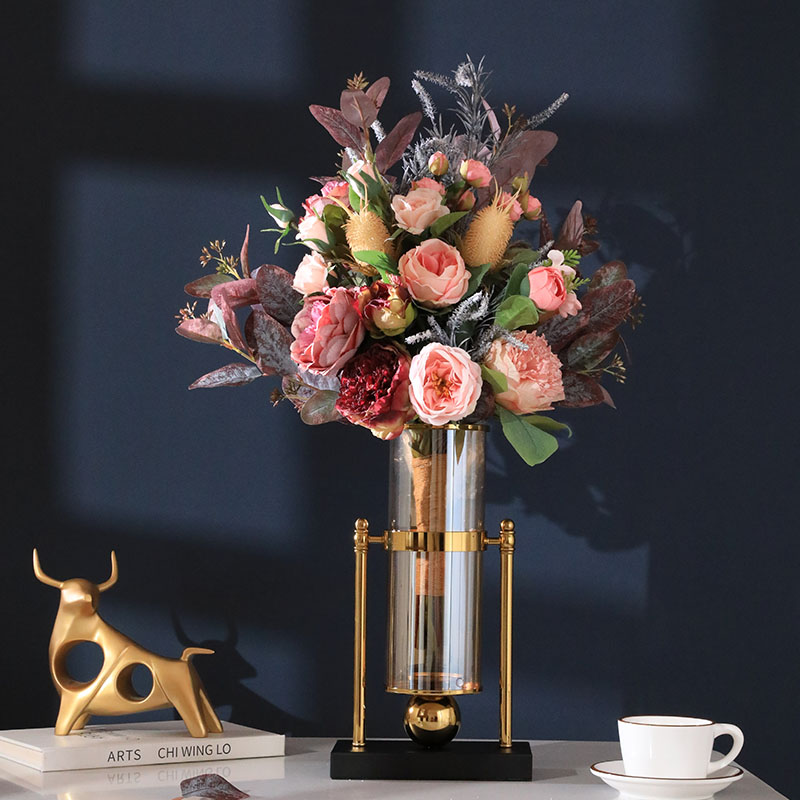 Emulated flower bouquet swinging piece living room high-end pendulum flower table floral decoration light extravagant and dry flower room fake flower decoration flower
