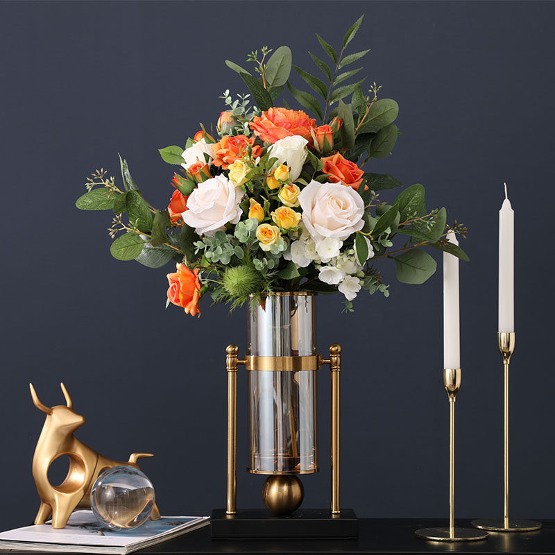 High-end pendulum flower fake flower simulation flower furnishing living-room decoration flower drying flower bouquet dining room swing piece upscale 2021 new