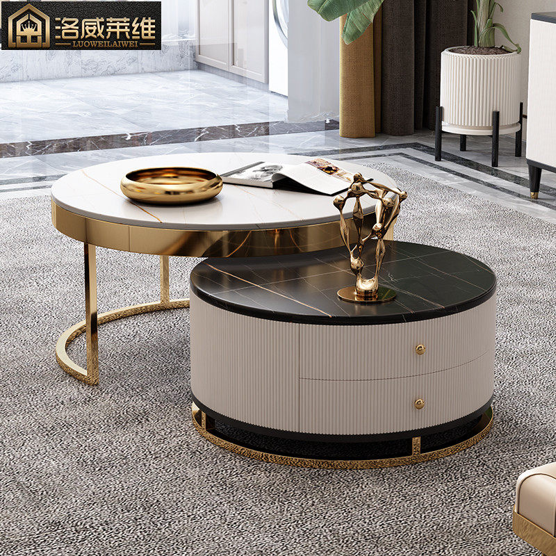 Light luxury tea tablet TV cabinet combined marble tea several living room household home for 2022 new round small household type
