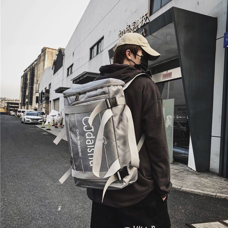 Trend Korean version Student school bag Multi-function Double shoulder bag for men's oversized travel bag Students on holiday Shoulder Bag