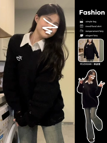 Осенний трикотажный демисезонный свитер, V-образный вырез, подходит для подростков