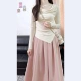 Весенний лонгслив, комплект, французский стиль, подходит для подростков, изысканный стиль